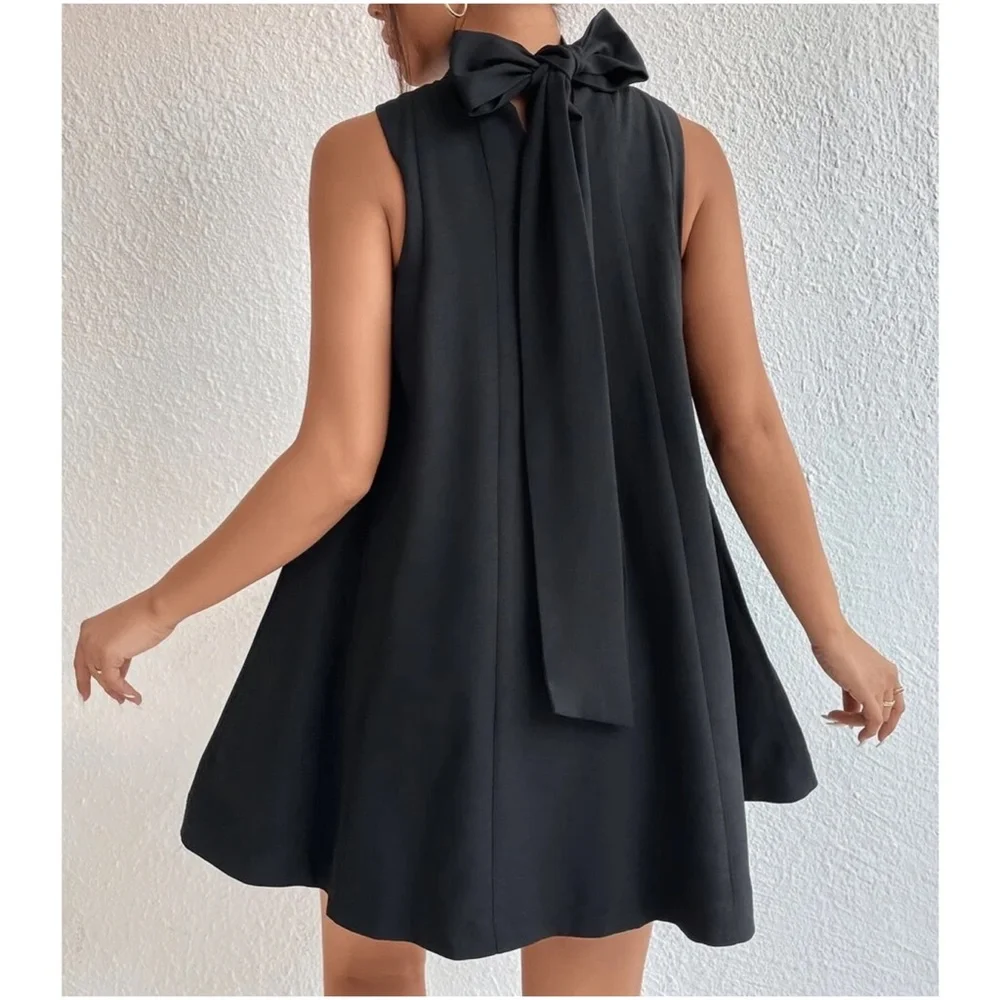 Luxe Neck Tie Party Evening Mini Dress - Picture 10 of 12